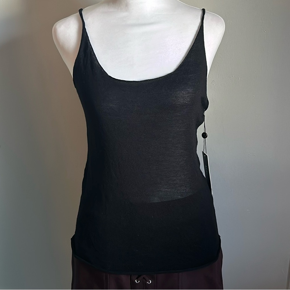 New Kerisma Fine Gauge Lightweight Knit Slim Fit Sweater Raw Edge Tank Top - Picture 9 of 9